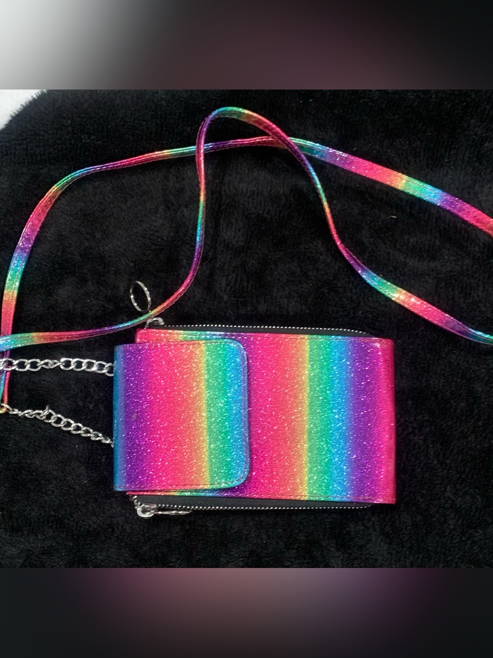 No Boundaries Rainbow Glitter Chain Crossbody Phone Case